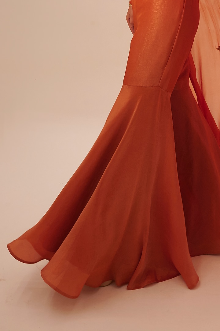 Rust Organza Embroidered Jacket Set by Sheela Suthar at Pernia's Pop Up Shop