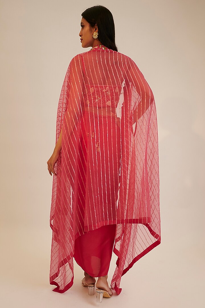 Pink Crepe Skirt Set by Sheela Suthar at Pernia's Pop Up Shop