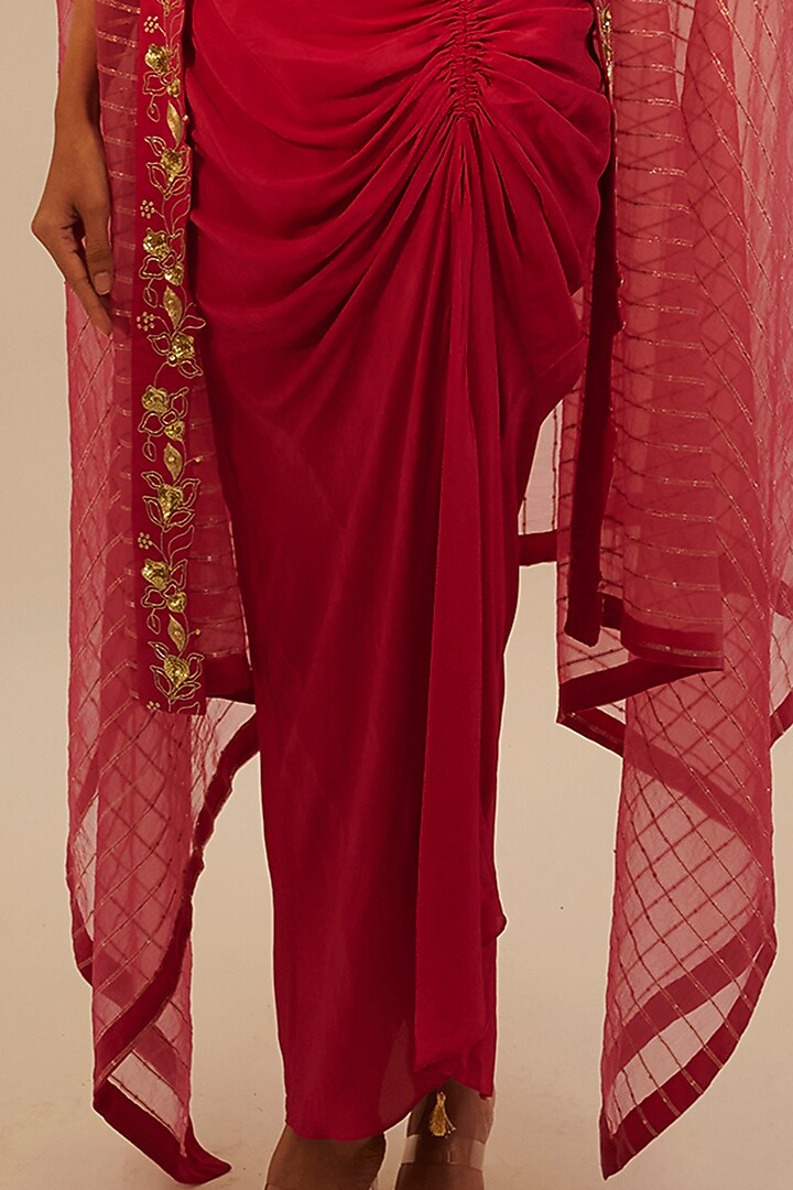 Pink Crepe Skirt Set by Sheela Suthar at Pernia's Pop Up Shop