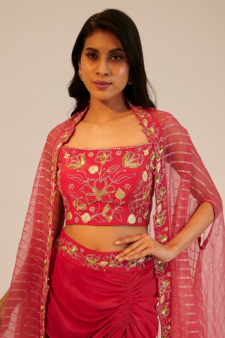 Pink Crepe Skirt Set by Sheela Suthar at Pernia's Pop Up Shop