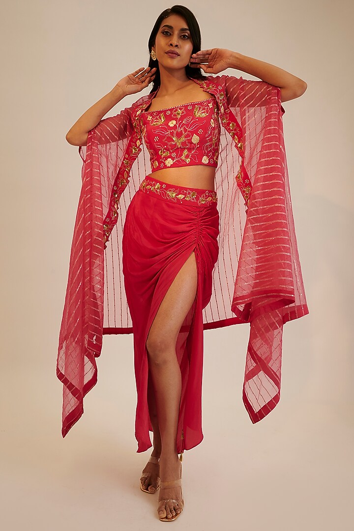Pink Crepe Skirt Set by Sheela Suthar at Pernia's Pop Up Shop