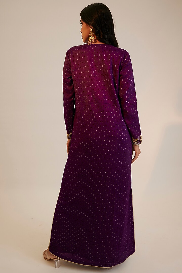 Purple Silk Embroidered Tunic by Sheela Suthar at Pernia's Pop Up Shop