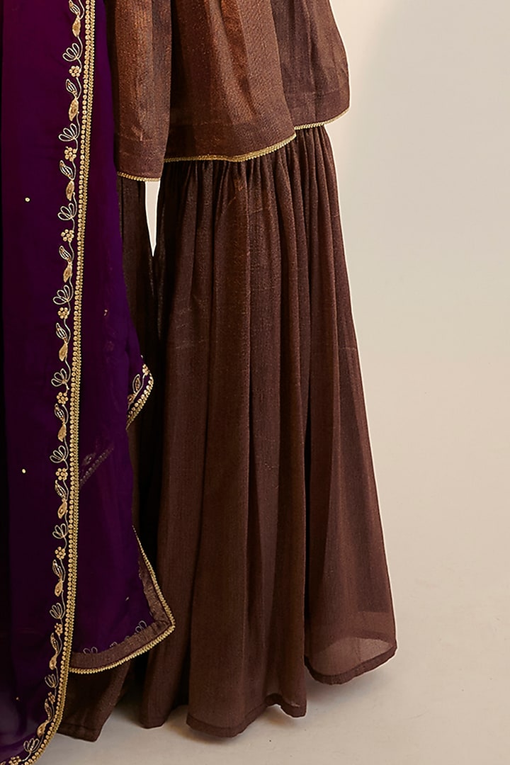 Purple Tissue Georgette Embroidered Gharara Set by Sheela Suthar at Pernia's Pop Up Shop