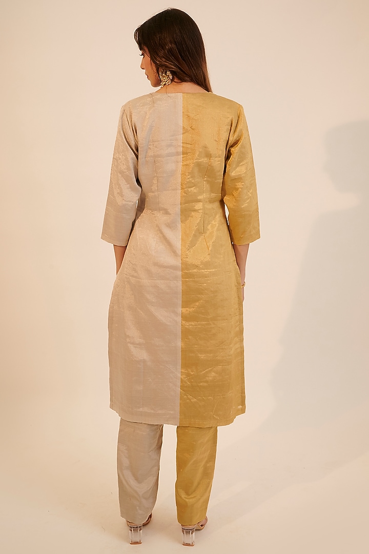 Gold & Silver Zari Tissue Kurta Set by Sheela Suthar at Pernia's Pop Up Shop