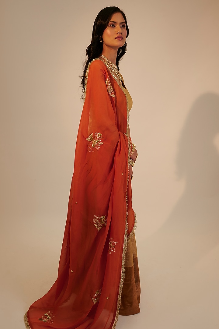 Gold Zari Tissue Wedding Anarkali Set by Sheela Suthar at Pernia's Pop Up Shop