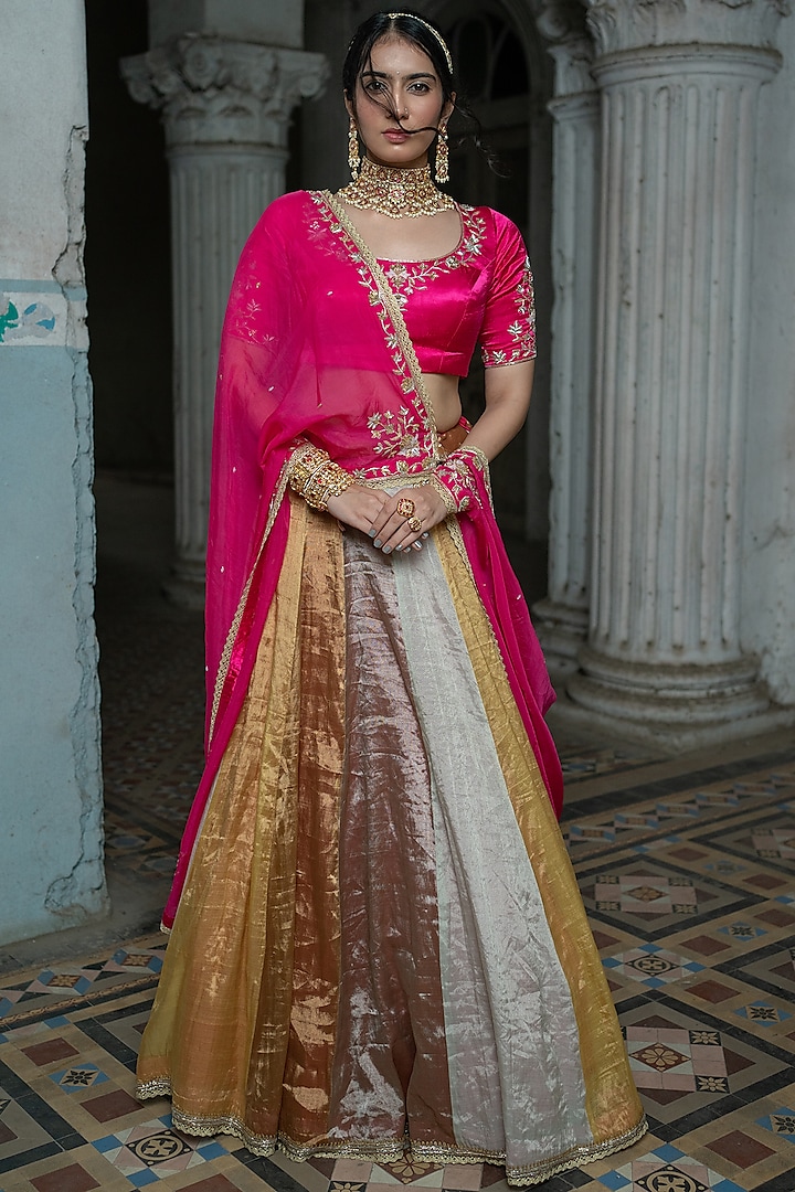 Multi-Coloured Embroidered Wedding Lehenga Set by Sheela Suthar at Pernia's Pop Up Shop