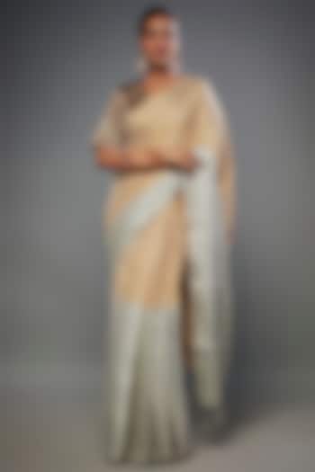 Gold & Silver Handloom Zari Tissue Saree by Sheela Suthar Pret|Couture