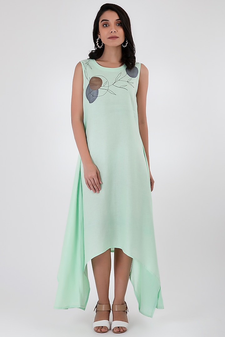 Mint Green Embroidered Dress by Sharath Sundar