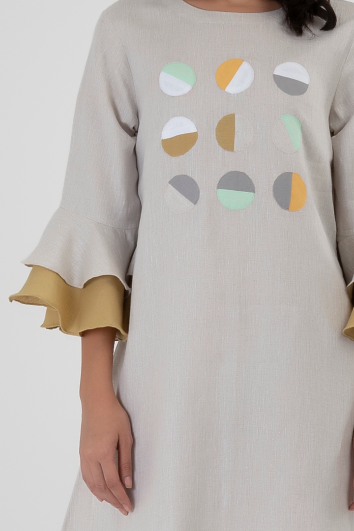 Beige Color Blocked Dress by Sharath Sundar at Pernia's Pop Up Shop