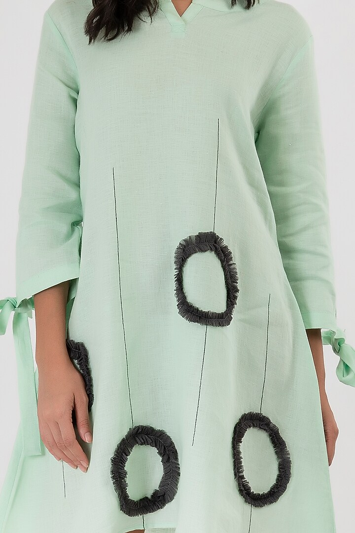 Mint Green Dress With Topstitch Detailing by Sharath Sundar at Pernia's Pop Up Shop