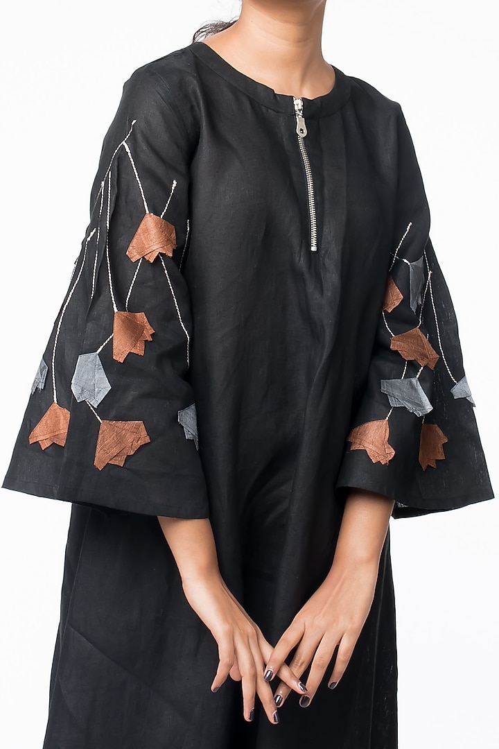 Black Summer Dress With Origami Sleeves by Sharath Sundar at Pernia's Pop Up Shop