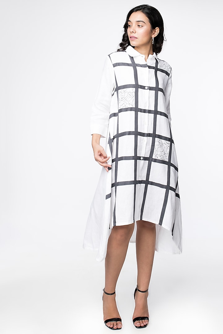 White Dress With Checks by Sharath Sundar at Pernia's Pop Up Shop