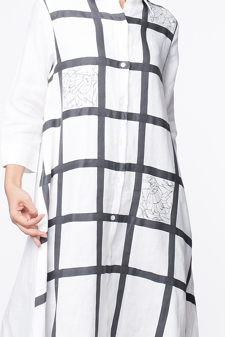 White Summer Dress With Checks by Sharath Sundar at Pernia's Pop Up Shop