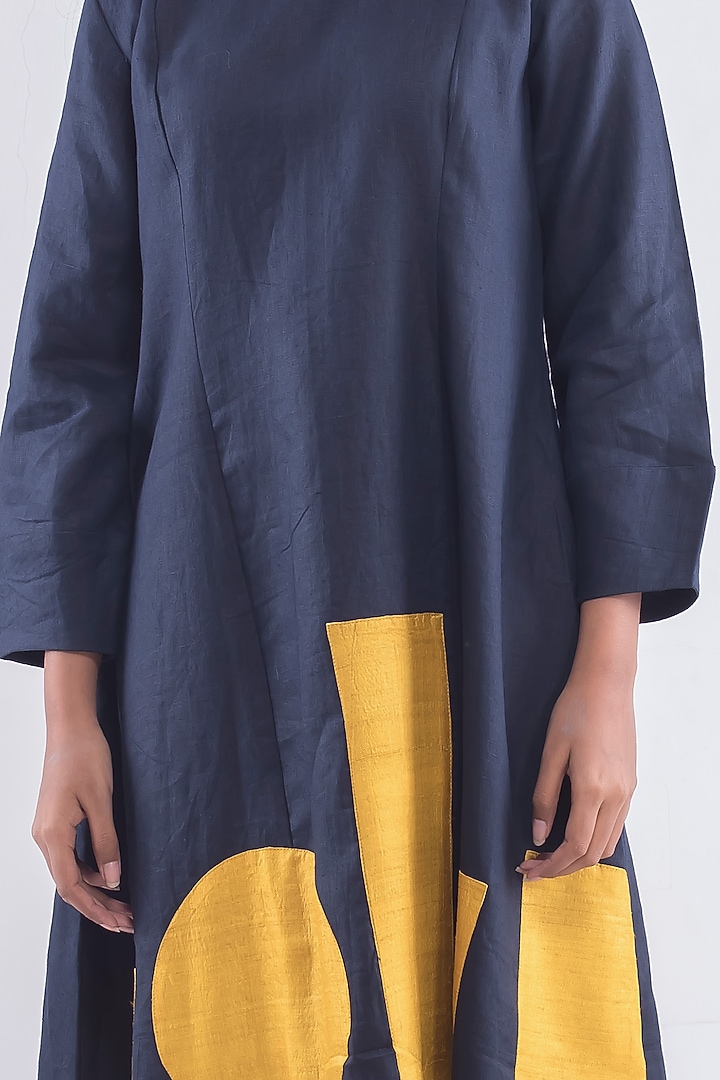 Navy Blue Embroidered Summer Dress by Sharath Sundar at Pernia's Pop Up Shop