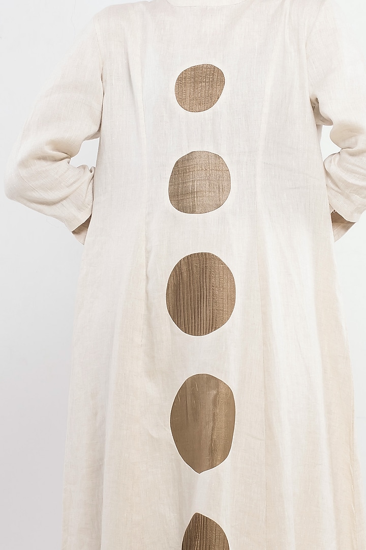 Beige Appliques Embroidered Summer Dress by Sharath Sundar at Pernia's Pop Up Shop