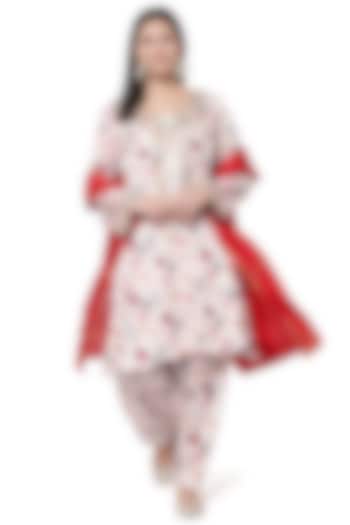 White Printed Kurta Set by Shetab Kazmi at Pernia's Pop Up Shop