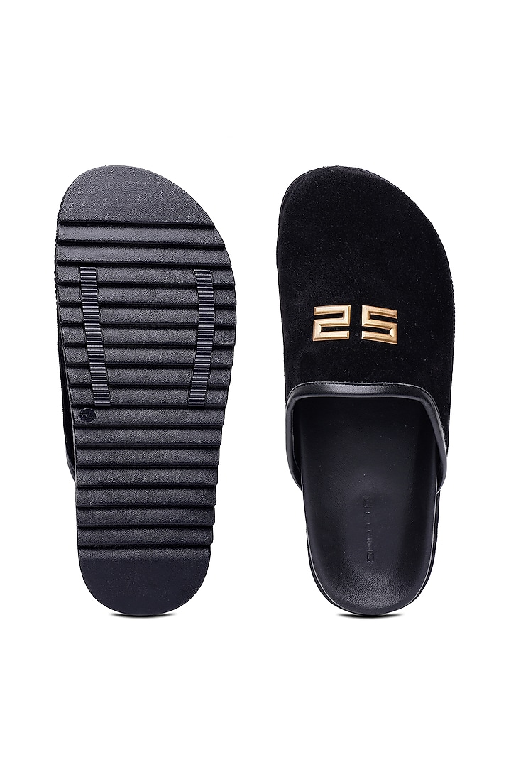 Black Velvet Embellished Mules by SHUTIQ at Pernia's Pop Up Shop