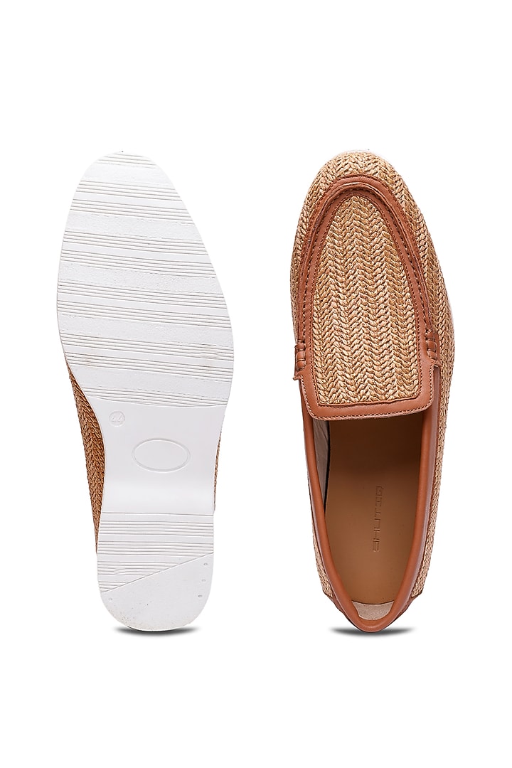 Tan Jute Slip-On Loafers by SHUTIQ at Pernia's Pop Up Shop