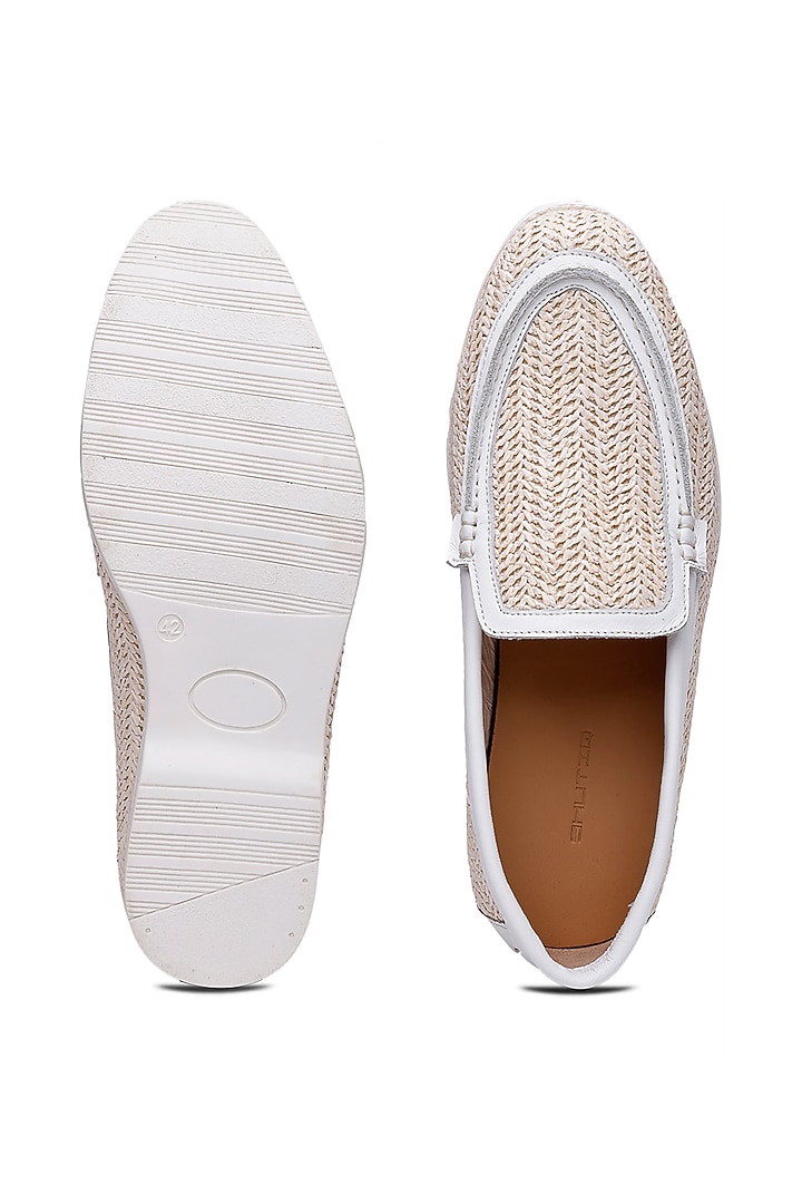 Ivory Jute Slip-On Loafers by SHUTIQ at Pernia's Pop Up Shop