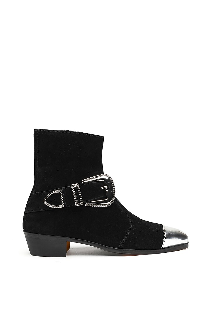 Black Luxury Suede Leather Ankle Boots by SHUTIQ at Pernia's Pop Up Shop