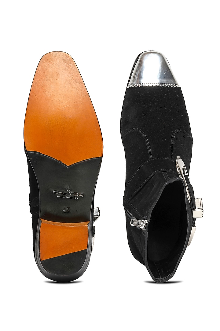 Black Luxury Suede Leather Ankle Boots by SHUTIQ at Pernia's Pop Up Shop