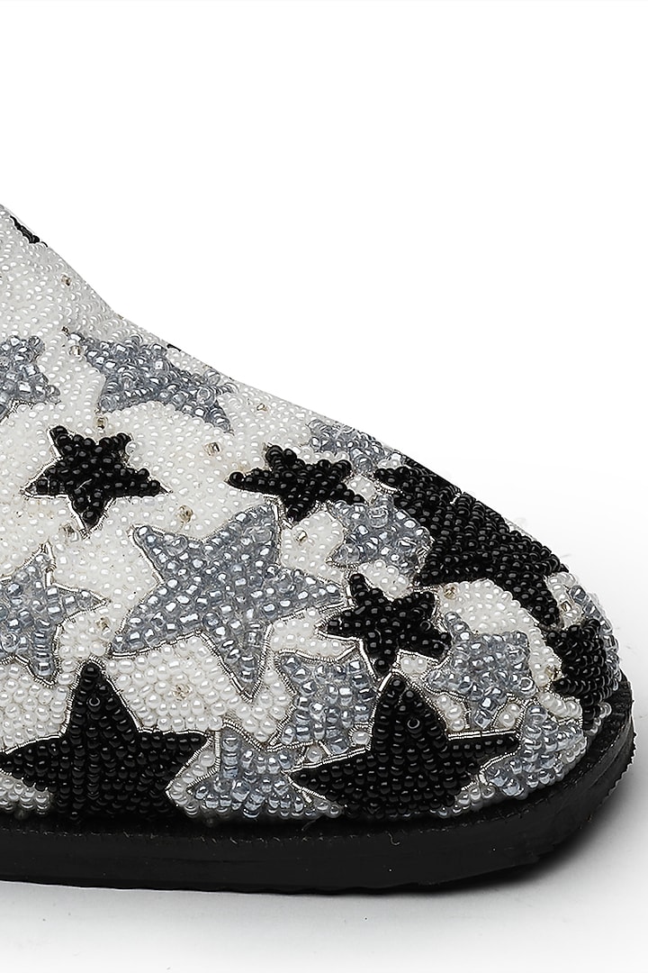 White Luxury Suede Leather Hand Embroidered Ankle Boots by SHUTIQ at Pernia's Pop Up Shop