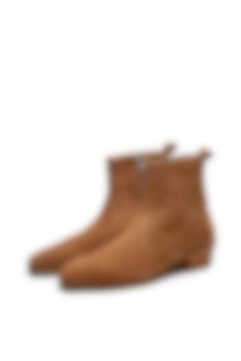 Tan Suede Ankle Boots by SHUTIQ