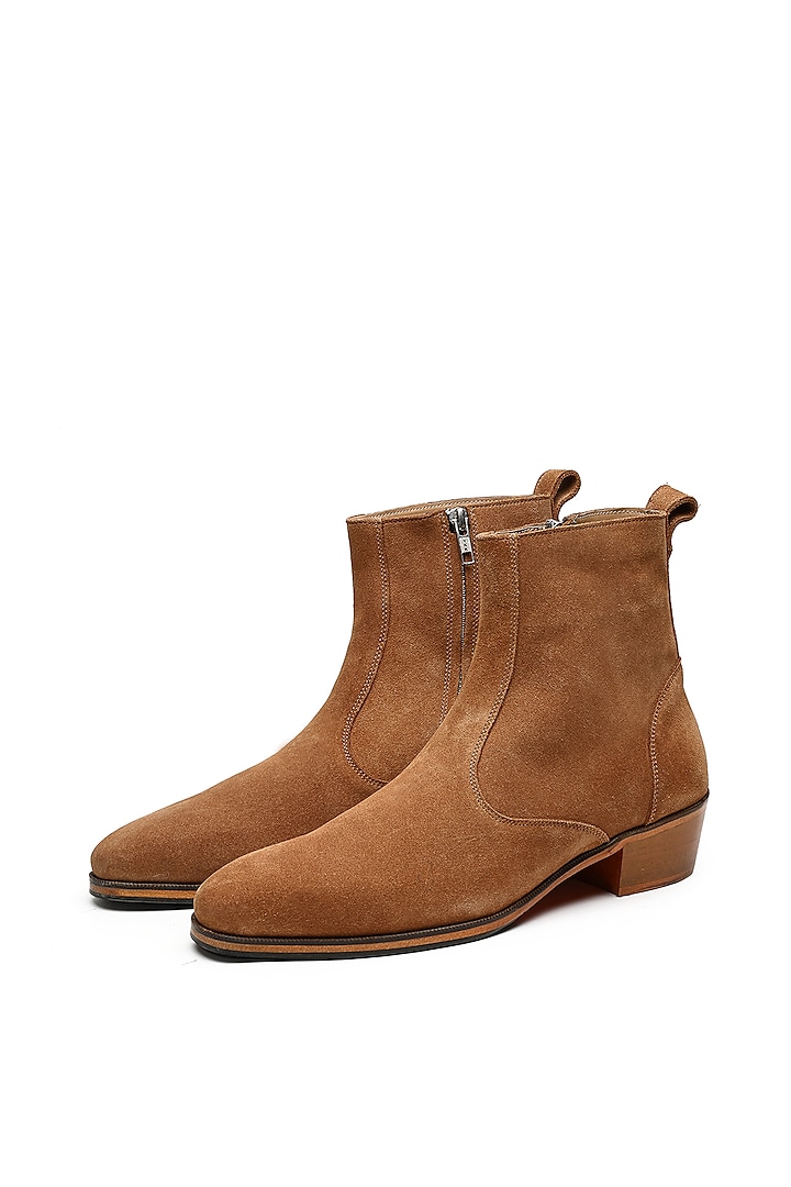 Tan Suede Ankle Boots by SHUTIQ