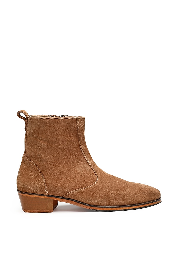 Tan Suede Ankle Boots by SHUTIQ at Pernia's Pop Up Shop