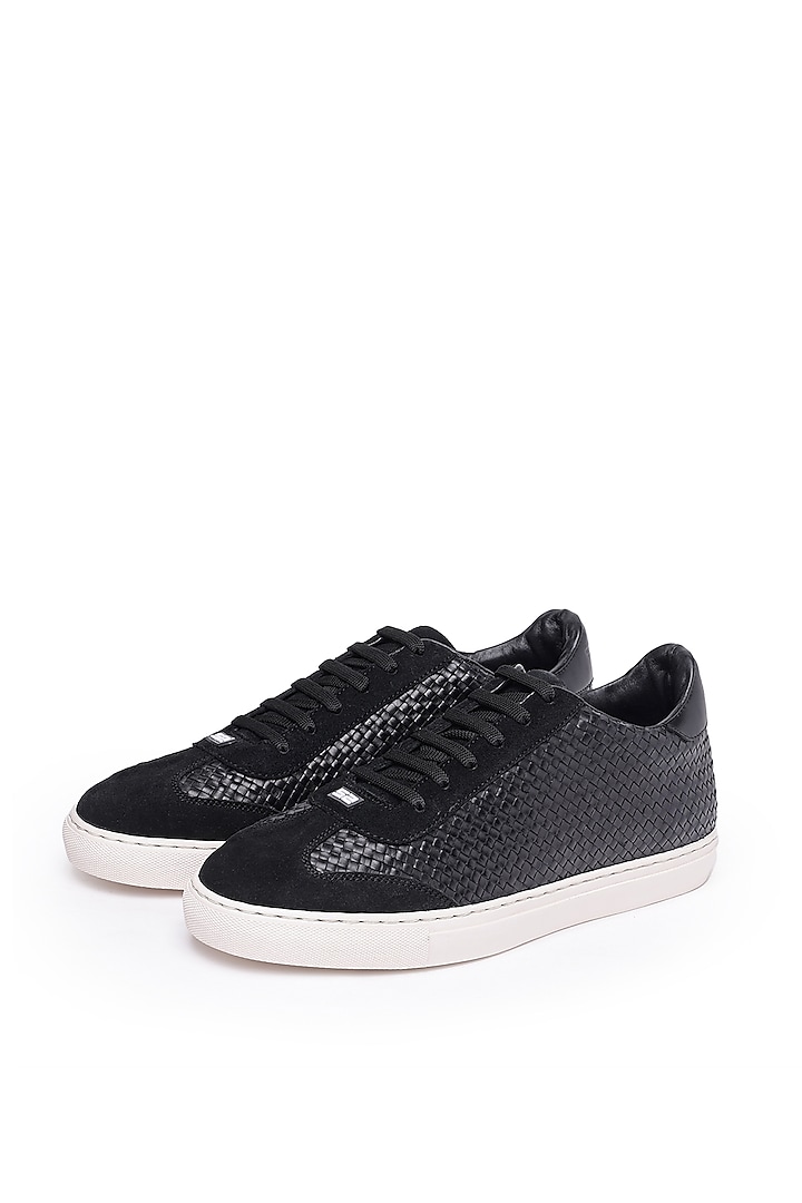 Black Leather Sneakers by SHUTIQ at Pernia's Pop Up Shop