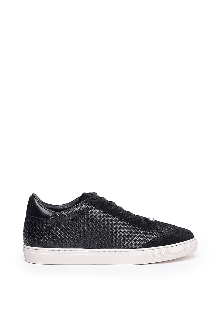 Black Leather Sneakers by SHUTIQ at Pernia's Pop Up Shop