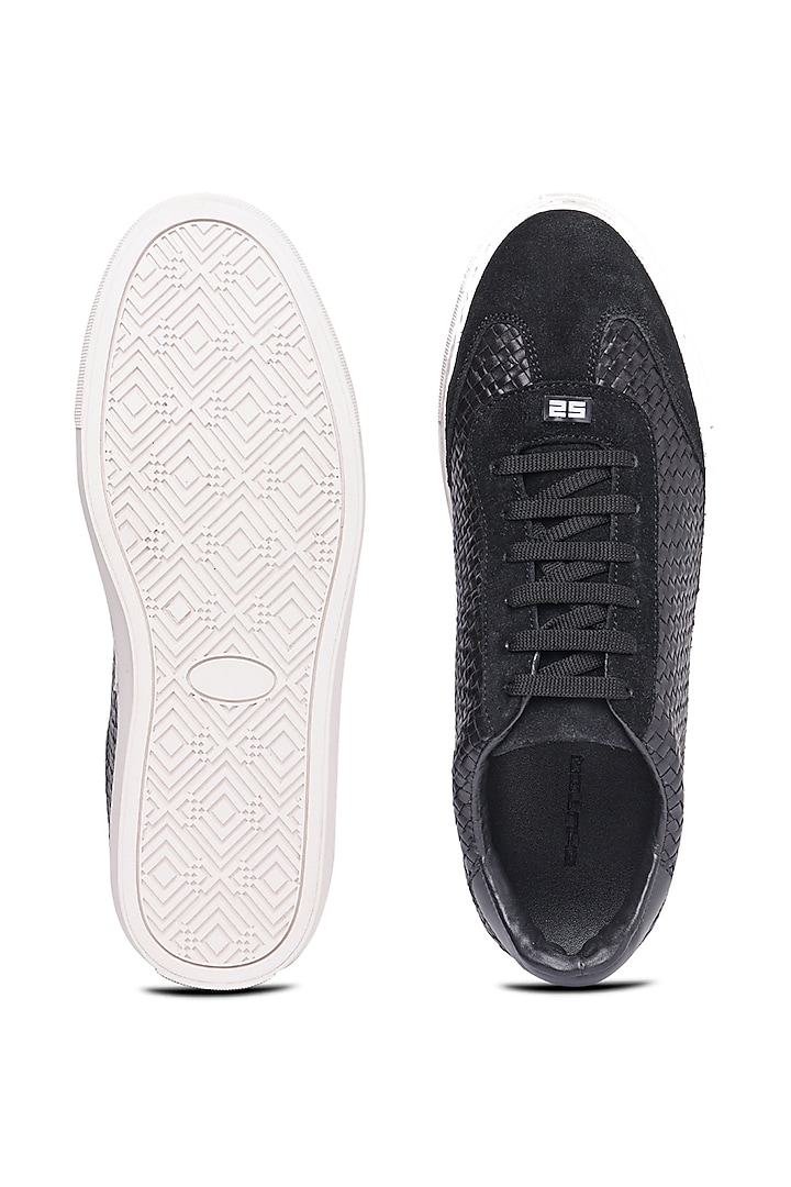 Black Leather Sneakers by SHUTIQ at Pernia's Pop Up Shop
