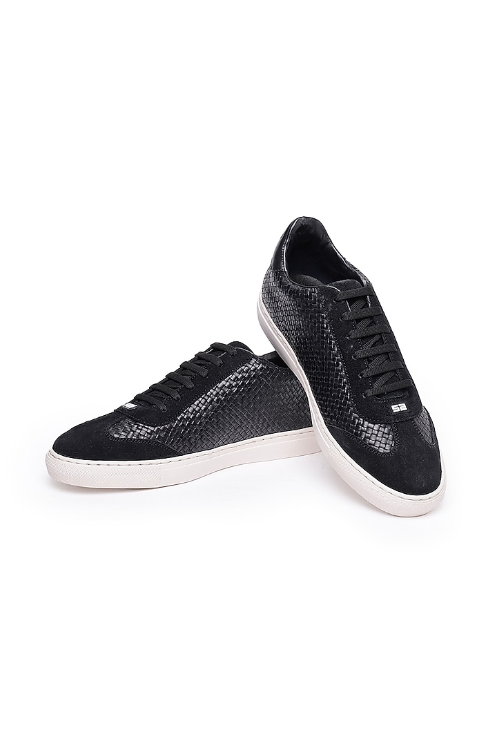 Black Leather Sneakers by SHUTIQ at Pernia's Pop Up Shop