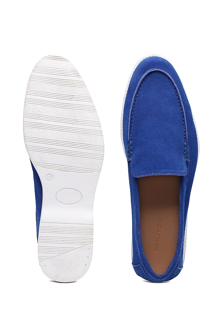 Blue Suede Slip-On Shoes by SHUTIQ at Pernia's Pop Up Shop