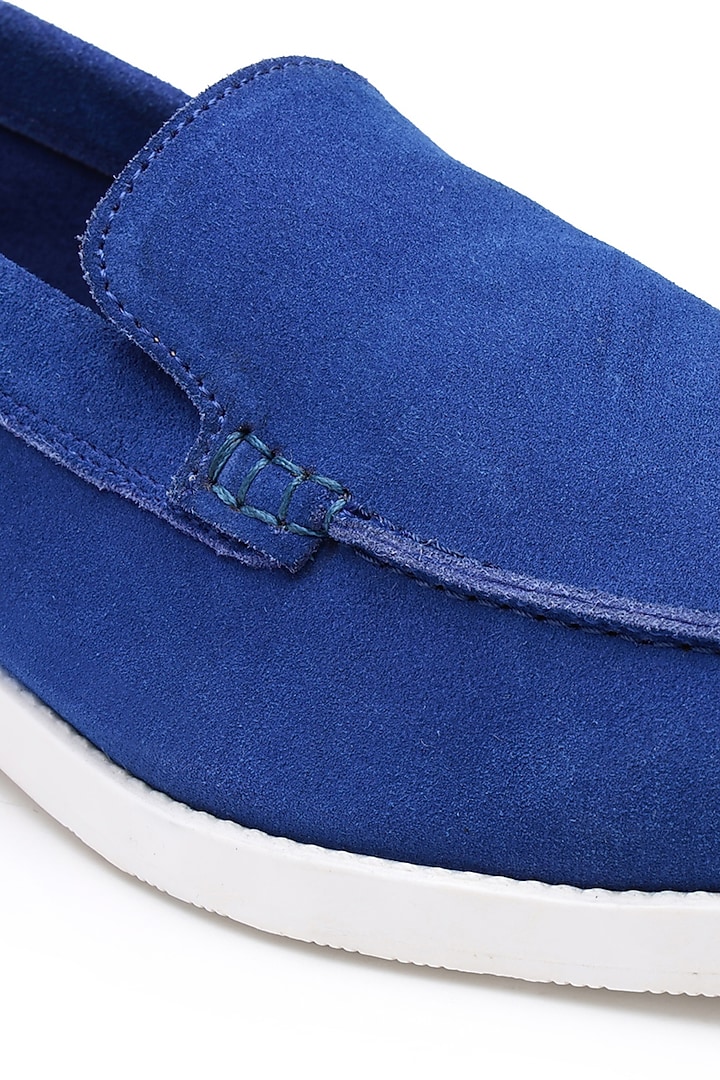 Blue Suede Slip-On Shoes by SHUTIQ at Pernia's Pop Up Shop