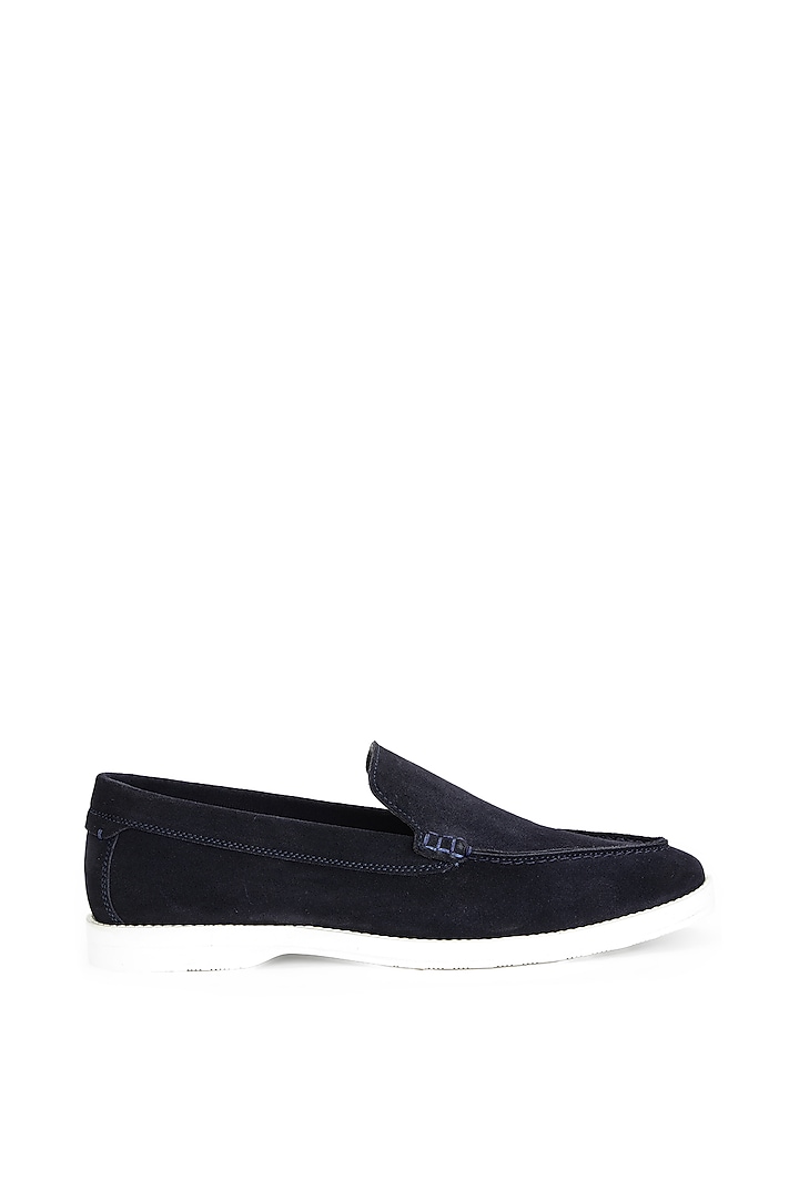 Blue Suede Slip-On Shoes by SHUTIQ at Pernia's Pop Up Shop