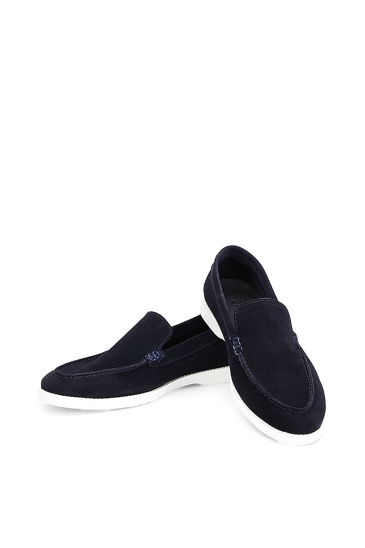 Blue Suede Slip-On Shoes by SHUTIQ at Pernia's Pop Up Shop