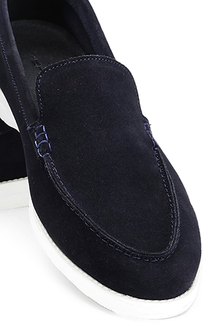 Blue Suede Slip-On Shoes by SHUTIQ at Pernia's Pop Up Shop