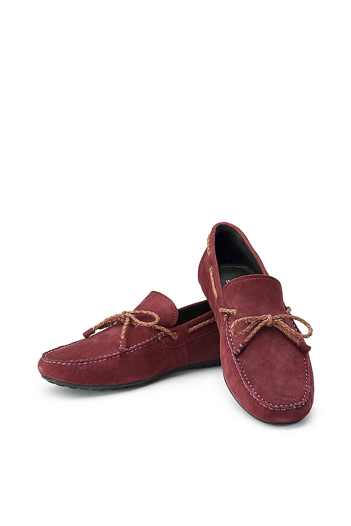 Burgundy Suede Loafers by SHUTIQ