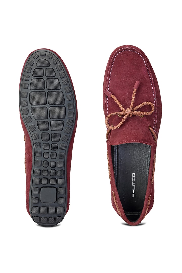 Burgundy Suede Loafers by SHUTIQ at Pernia's Pop Up Shop