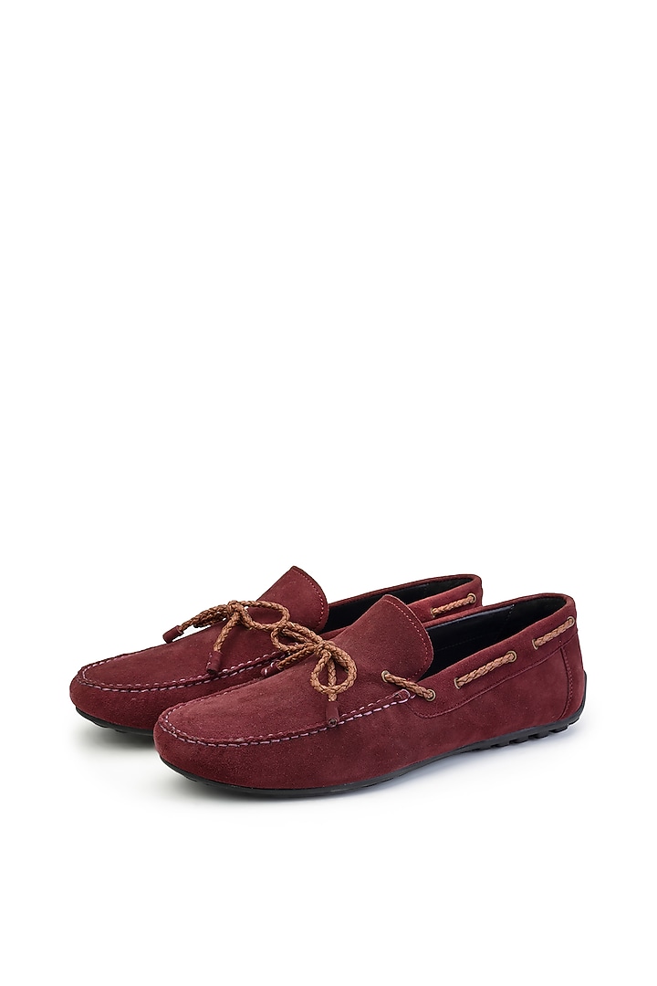 Burgundy Suede Loafers by SHUTIQ at Pernia's Pop Up Shop