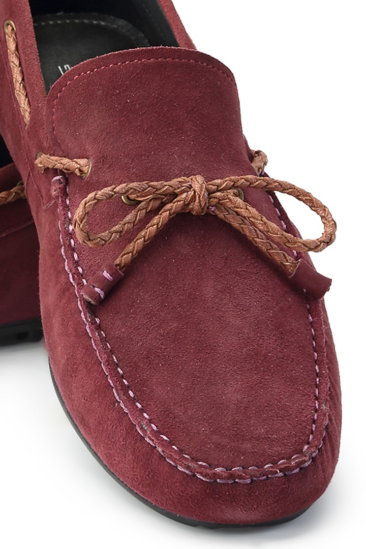 Burgundy Suede Loafers by SHUTIQ at Pernia's Pop Up Shop