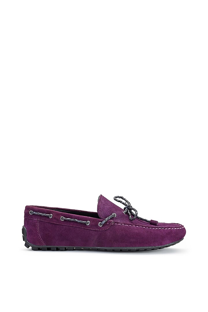 Magenta Suede Loafers by SHUTIQ at Pernia's Pop Up Shop