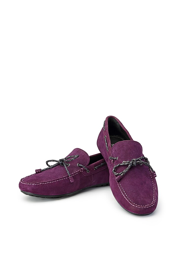 Magenta Suede Loafers by SHUTIQ at Pernia's Pop Up Shop
