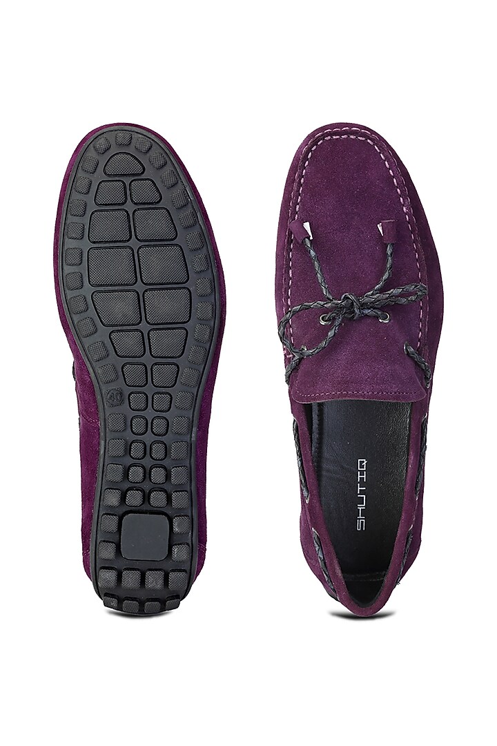 Magenta Suede Loafers by SHUTIQ at Pernia's Pop Up Shop