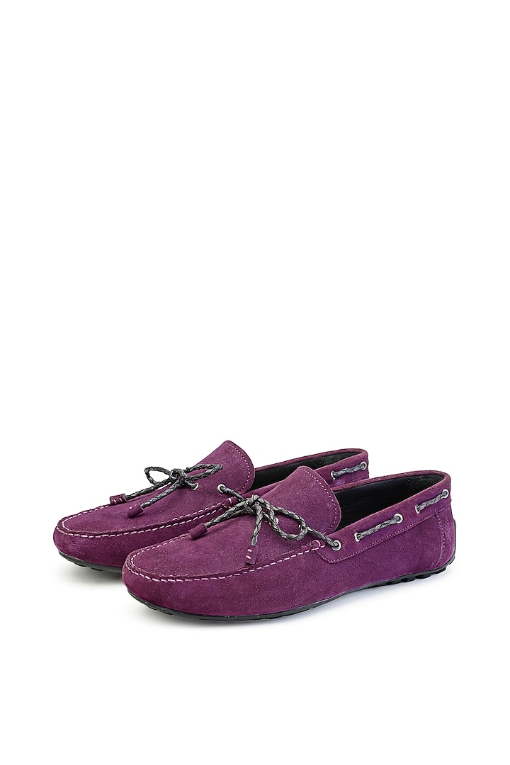 Magenta Suede Loafers by SHUTIQ at Pernia's Pop Up Shop