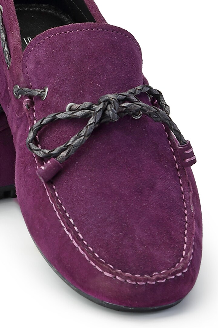 Magenta Suede Loafers by SHUTIQ at Pernia's Pop Up Shop