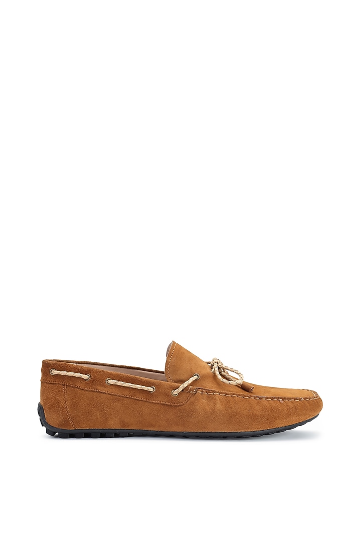 Tan Suede Loafers by SHUTIQ at Pernia's Pop Up Shop
