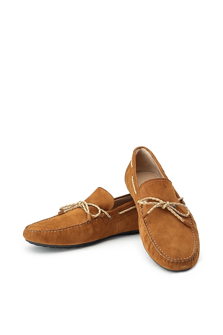Tan Suede Loafers by SHUTIQ at Pernia's Pop Up Shop