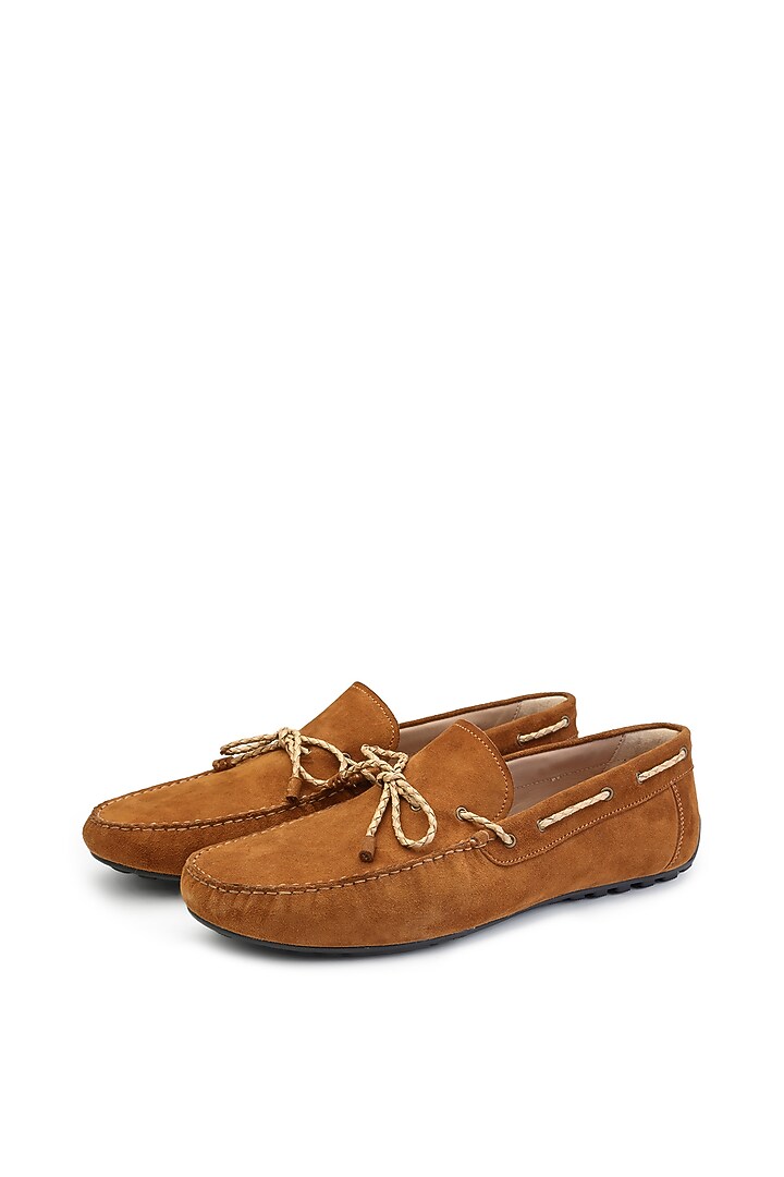 Tan Suede Loafers by SHUTIQ at Pernia's Pop Up Shop